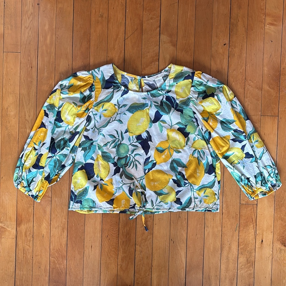 H&M Lemon Print Blouse L